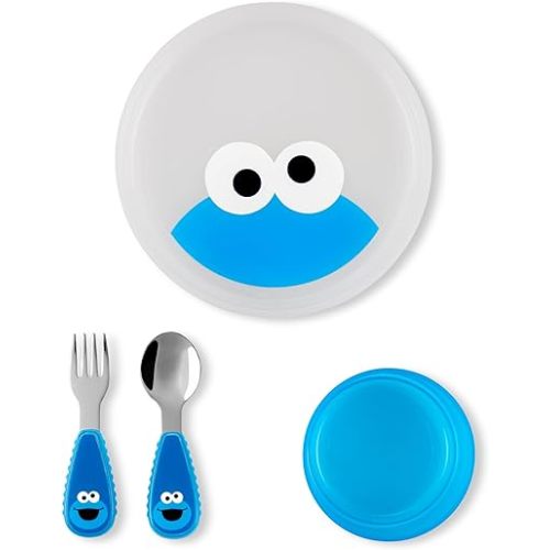Skip Hop x Sesame Street Toddler Feeding 4-Piece Mealtime Set, Cookie Monster