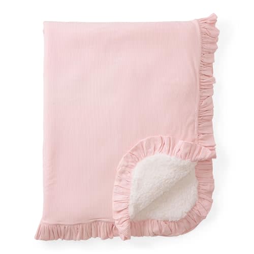 Little Sleepies Newborn Mini Ruffle Blanket, Soft Viscose from Bamboo Sherpa Baby Blanket, Girl Gifts, Baby Essentials, Prima Pink Ribbed, 30 inches x 40 inches