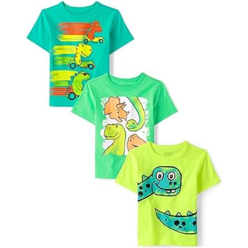 The Children's Place Baby Boys' and Toddler Dino Short Sleeve Graphic T-Shirts,multipacks
