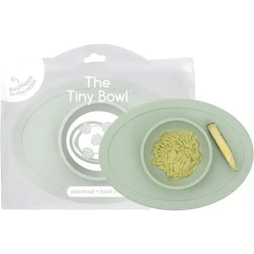 ezpz Tiny Bowl (Sage) - 6 Months+ - 100% Silicone Suction Placemat + Bowl for Infants - Fits All Highchair Trays - Baby-Led Weaning Supplies
