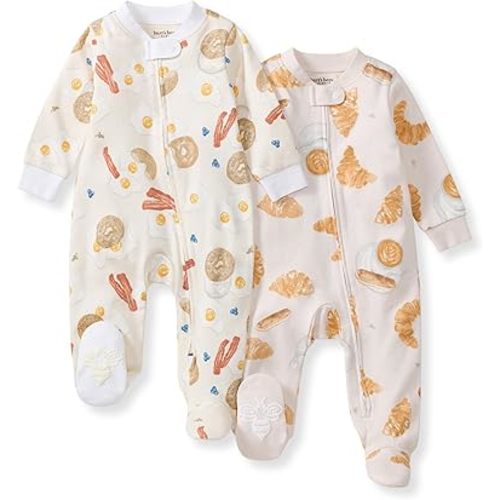 Burt's Bees Baby Boys Sleep and Play PJs, 100% Organic Cotton One-Piece Zip Front Romper Jumpsuit Pajamas