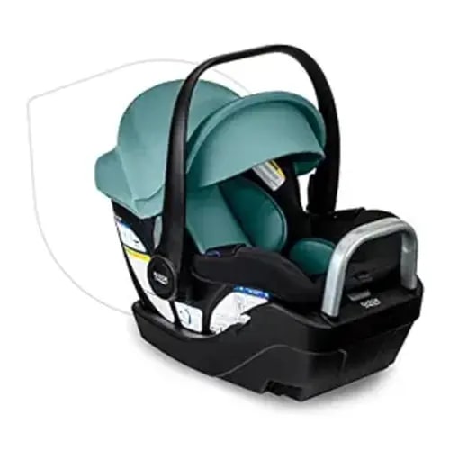 Britax Willow S Infant Car Seat With Alpine Base — Jade Onyx | Rear Facing Lightweight Baby Car Seat With ClickTight for Easy Installation, Naturally Flame-Retardant SafeWash Fabrics