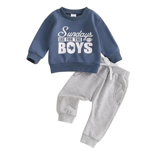 ZyHwShine Toddler Baby Boy Football Outfit On Sundays We Watch Football with Daddy Sweatshirt Top Pants Infant Fall Clothes