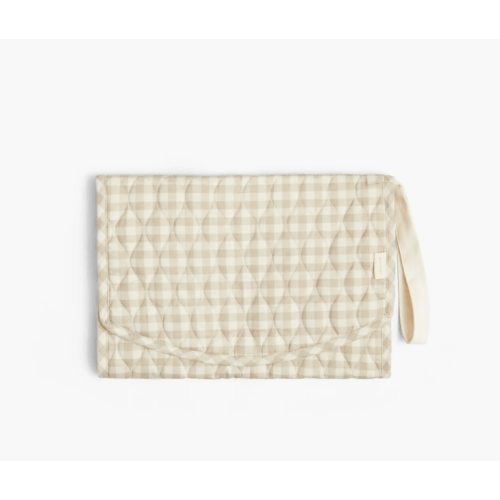 Portable Changing Pad - Beige Gingham