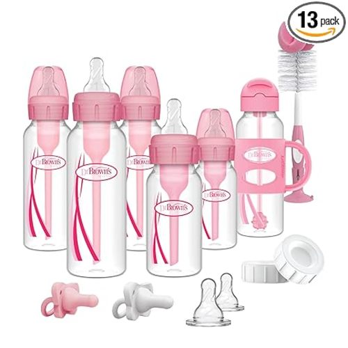 Dr. Brown's Anti-Colic Options+ Narrow and Sippy Straw Bottle Gift Set, 0m+