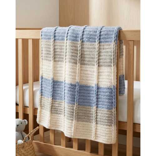 Cable Blanket Pattern Beginner Friendly Crochet Tutorial Baby Afghan Blue Stripes Nursery Throw Cozy Design Heirloom Quality Boy Crib Shower
