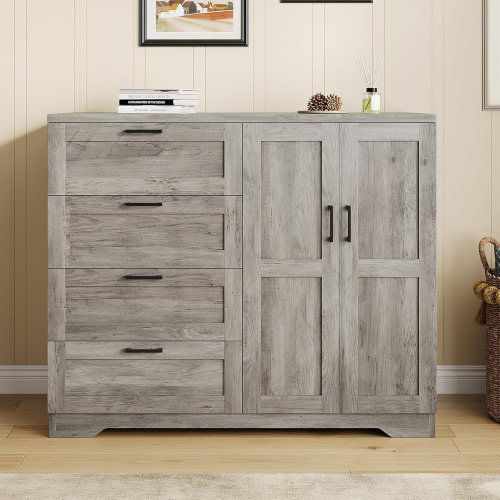 Winston Porter 43.3'' H Armoire Wardrobe Closet With 4 Drawers And 2 Doors, Hanging Rod & Reviews | Wayfair