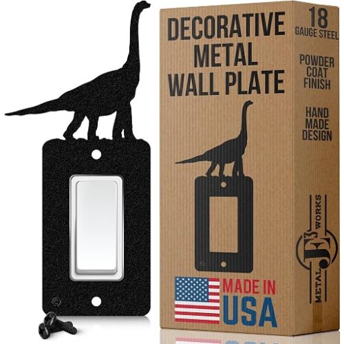 Brachiosaurus Dinosaur Light Switch Wall Plate, Single Rocker-GFCI, Black