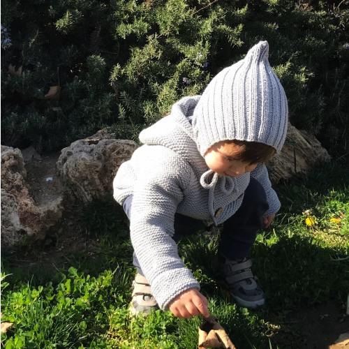 Hand Knit Organic Cotton Pixie Bonnet - Baby Winter Hat