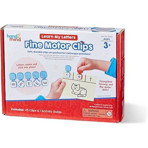 hand2mind Learn My Letters Fine Motor Clips, Kids Clothespin Activities, Letter Practice for Preschoolers, Toddler Alphabet Learning Toys, Pincer Grasp Toys, Fine Motor Toys, Reading Manipulatives