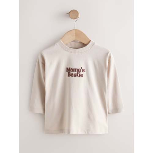 Cream Mamas Bestie Long Sleeve Graphic Print T-Shirt (3mths-8yrs)