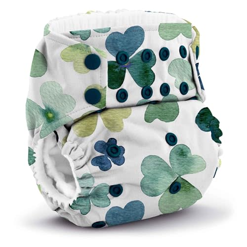 Kanga Care Rumparooz G3 Stay Dry Cloth Diaper Reusable One Size Pocket Diaper Patented Inner Double Gusset 2 pcs Microfiber Insert Soaker (6-55+ lbs) - Clover