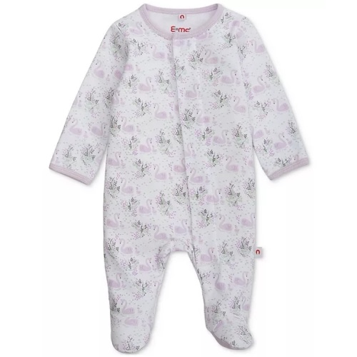 Baby Cotton Magnetic Footed Coverall Swan Song/Purple 0-3M