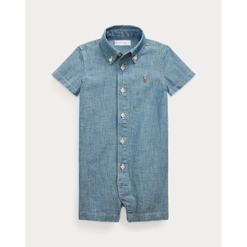 Indigo Cotton Chambray Shortall