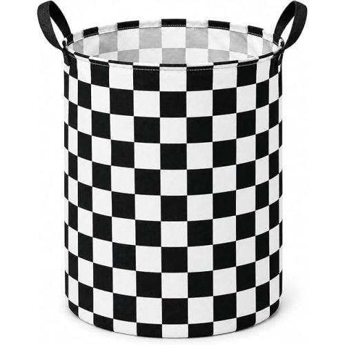 Racing Flag Kids Laundry Gift Basket Storage Hamper, Clothes Storage Organizer Bins, Shelf Basket with Handles for Room Decor