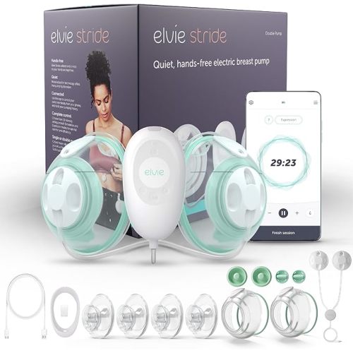 Elvie Stride Hospital-Grade, App-Controlled Breast Pump - Hands-Free, Wearable, Ultra-Quiet & Electric with 2-Modes, 10-Settings & 5oz Capacity per Cup