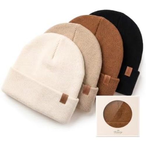 Konssy 4-Pack Baby Beanie Winter Hat for Newborn Infant Boy Girl 0-6 Months
