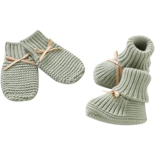 LAWKUL Baby Booties Knit Newborn Shoes Cozy First Walkers Infant Toddler Boots for Boy Girls 0-3 Months