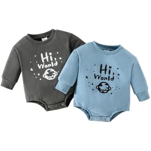ChuYuKu Newborn Baby Boy Fall Romper 2Pcs Set Winter Long Sleeve Sweatshirt Outfit Infant Clothes Gifts 0-12M