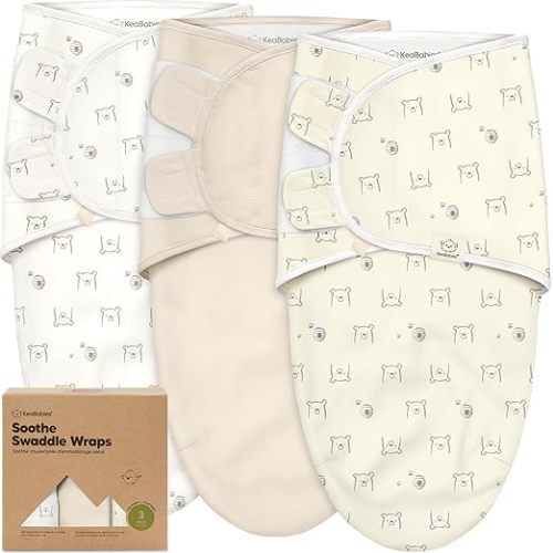 KeaBabies 3-Pack Organic Baby Swaddles for Newborns (Bumble Bear, 0-3M) | Baby Girls, Boys, Soft Organic Cotton, Newborn Swaddle Sleep Sack, Nursery Swaddling Blankets