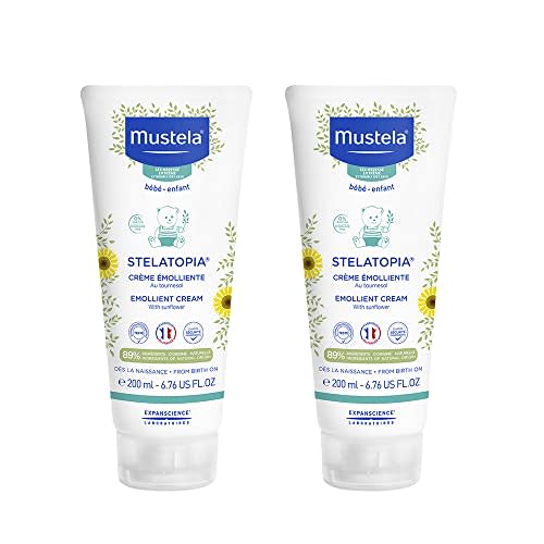 Mustela Stelatopia - Emollient Baby Cream - for Eczema-Prone Skin - with Natural Avocado & Sunflower Oil Distillate - Fragrance Free - 6.76 fl. oz. (2-Pack)