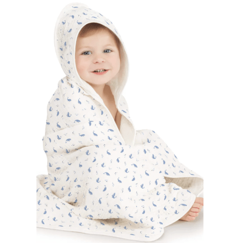 Whales Lyra Muslin Hooded Towel
