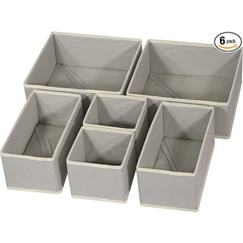 DIOMMELL Foldable Cloth Storage Box Closet Dresser Drawer Organizer Fabric Baskets Bins Containers Divider with Drawers for Clothes, Underwear, Bras, Socks, Lingerie, Clothing, Set of 6