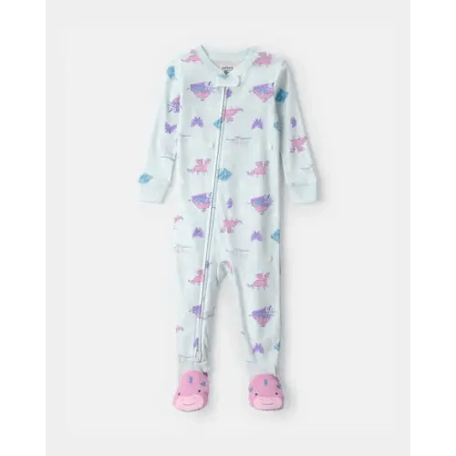 Toddler Girl Fairytale Dragon 100% Cotton Snug Fit 1-Piece Pajama - Blue | Carter's