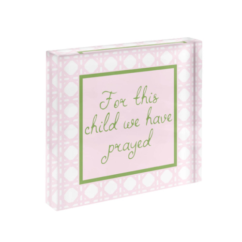 For This Child We Have Prayed Rattan Print in Acrylic Frame