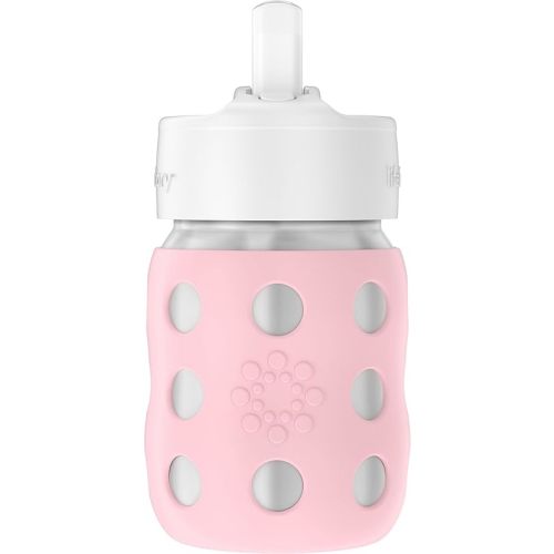 Lifefactory 8-Ounce Stainless-Steel Vacuum-Insulated Wide-Neck Baby Bottle with Straw Cap, Desert Rose, LS2241WDR4