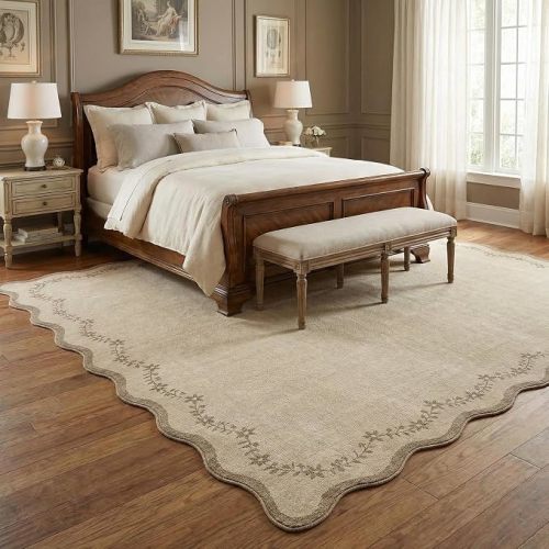 GarveeHome 6x9 Scalloped Area Rug Soft Washable Rug for Living Room Bedroom