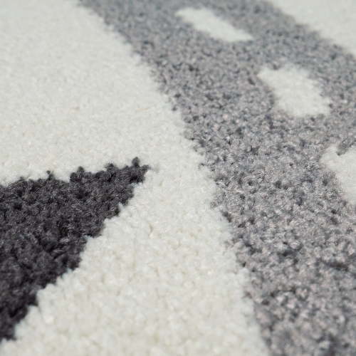 Paco Home Nursery Rug with Streets Cars and Trees Motif in Pastel Colors 3'11" x 5'3"