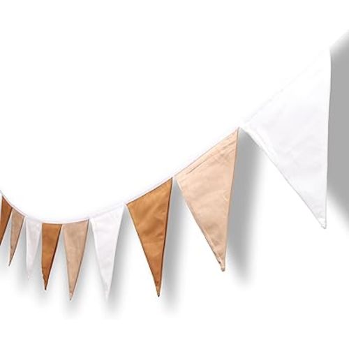 Pennant Banner Flags,Infant and toddler room decoration pennant,for Nursery Decor Baby Birthday Boho Wedding Shower Party Event (BEIGE bunting banner)