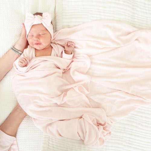 Pearl Pink Bamboo Waffle Oversized Swaddle Blanket