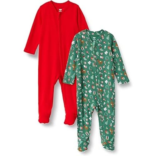 Amazon Essentials x Sofia Grainge Unisex Babies' Cotton Footed Sleep and Play Bodysuit, Pack of 2
