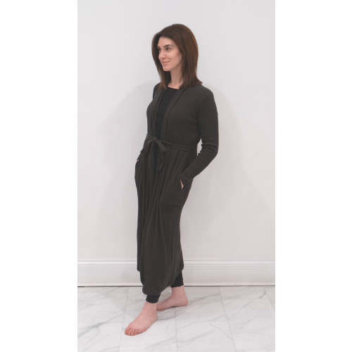 Organic Postpartum Robe - Heather Black - M/L