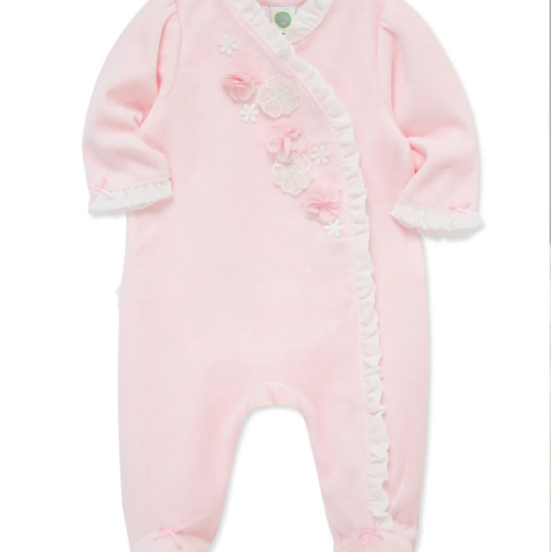 Flowers Velour Footie (3M-9M)