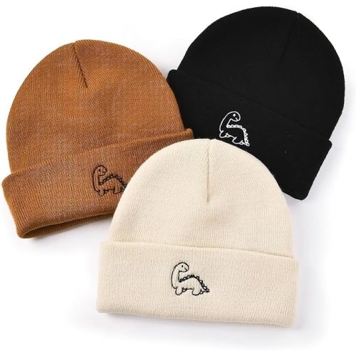FURTALK Baby Beanie Cute Toddler Winter Hat Knit Boys Girls Warm 3 Pack Kids Embroidered Beanies Cap for 0-3 Years