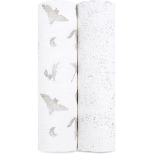 aden + anais Swaddle Blanket, 100% Organic Cotton Blankets for Girls & Boys, Baby Receiving Swaddles, Ideal Newborn & Infant Swaddling Set, 2 Pack, Map The Stars