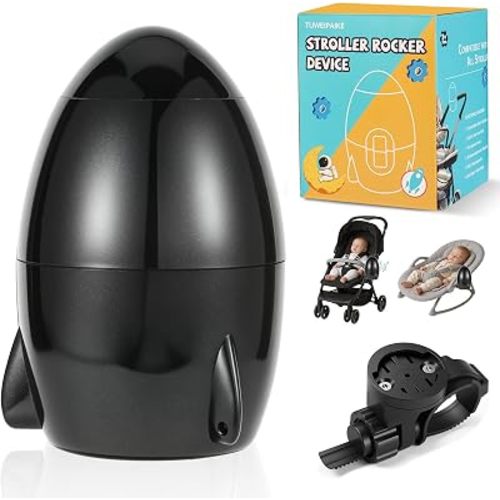 Baby Stroller Rocker, Portable Baby Vibrating Soother with 5 Vibration Levels & 40 Min Timer, Hands-Free Babys Stroller Device for All Pushchairs & Prams & Strollers, Rechargeable(Black)