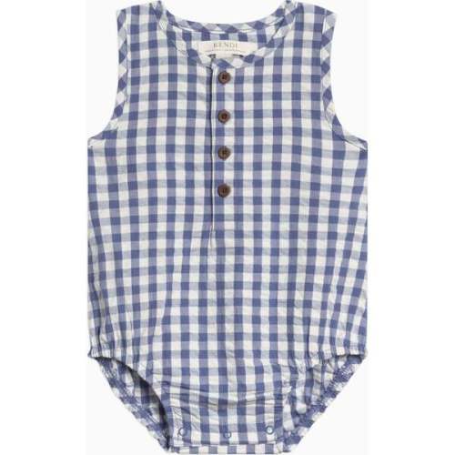 Wren Seersucker Bubble Romper Gingham - Colored Organics | Maisonette