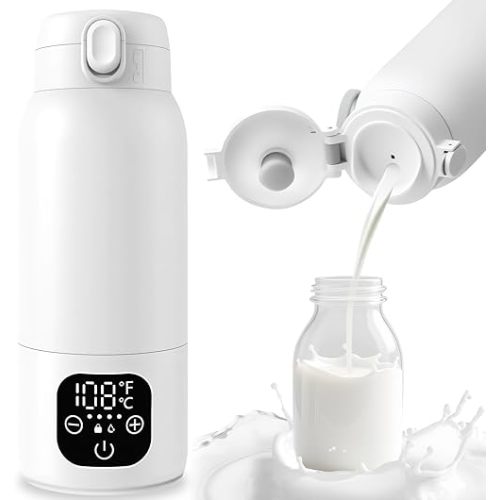 Portable Milk Warmer for Travel,Formula Container to Go 17oz Baby Bottle Warmer with 11000mAh Long Battery Fast Heating,Cordless Milk Warmer for on The go for Breast Milk and Formula, Baby Milk Warmer