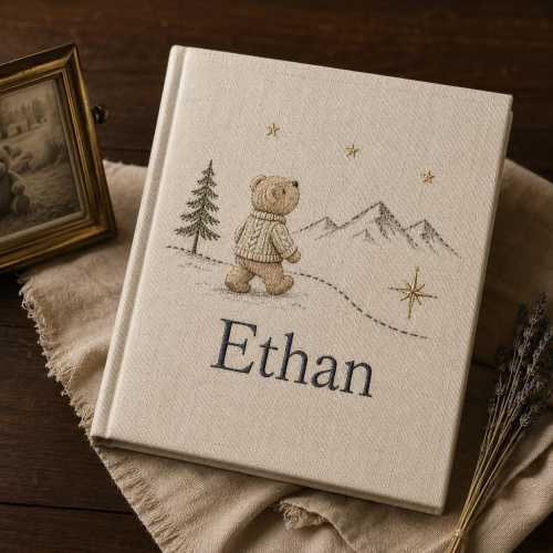 Embroidered Baby Photo Album With Sleeves, Personalized Photo Album, Baby Gift, Unique Photo Album, Custom Embroidered Photo Album