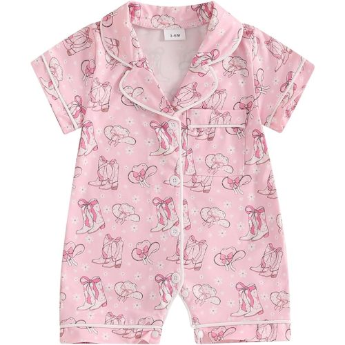 Balaflyie Newborn Summer Pajamas Baby Boy Girl Button Down Romper Cute Infant Sleepwear One-Piece Pjs