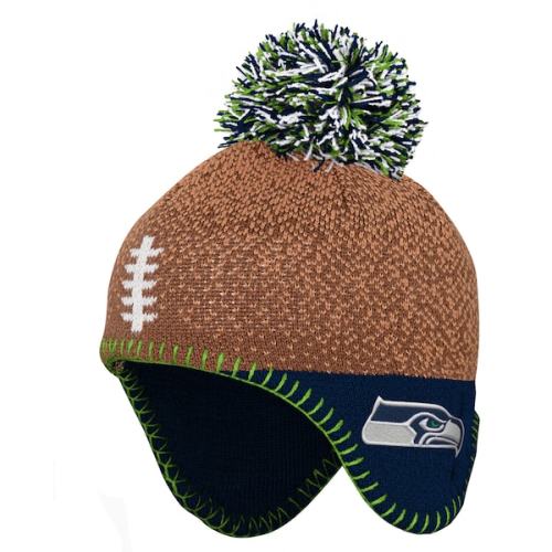 Infant Outerstuff Brown Seattle Seahawks Football Head Knit Hat