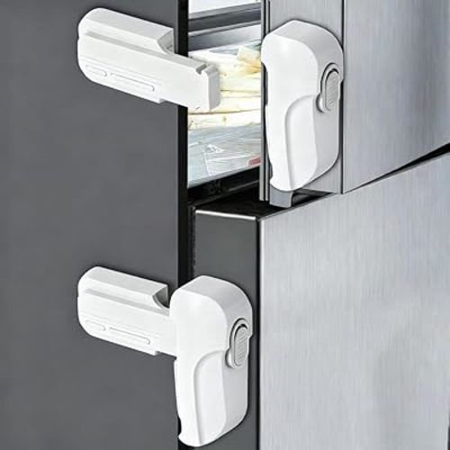2-Pack Fridge Lock for Kids, Baby Proof Refrigerator Lock & Freezer Lock, Dual Mode Fridge Child Lock, Refrigerator Door Lock to Keep Freezer Door Closed, Toddler & Pet Safe (White)