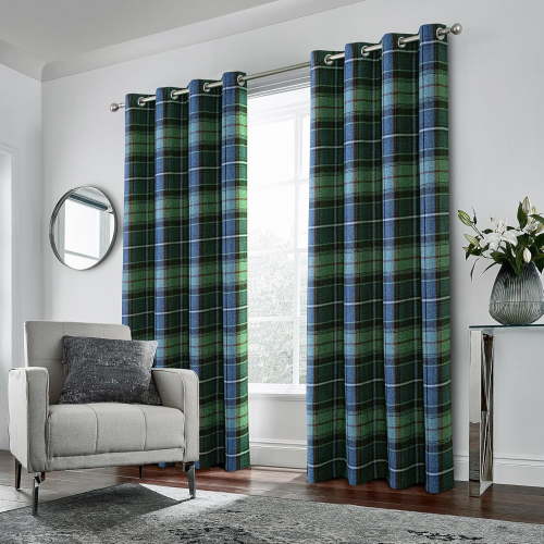 100% Blackout Plaid Curtains Modern Window Panels Blue Green Checkered Tartan Curtains for Living Room Bedroom Blue Green 53"W x 96"L (Pack of 2)