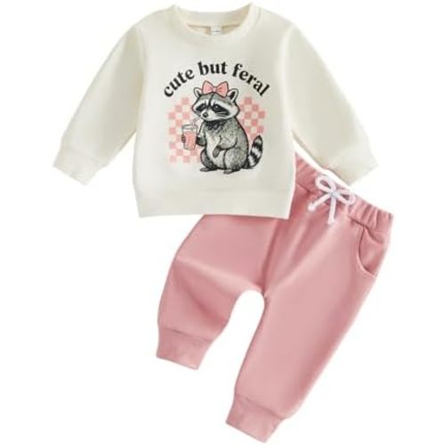 Tsultryofs Toddler Baby Girl Fall Clothes Letter Graphic Print Outfit