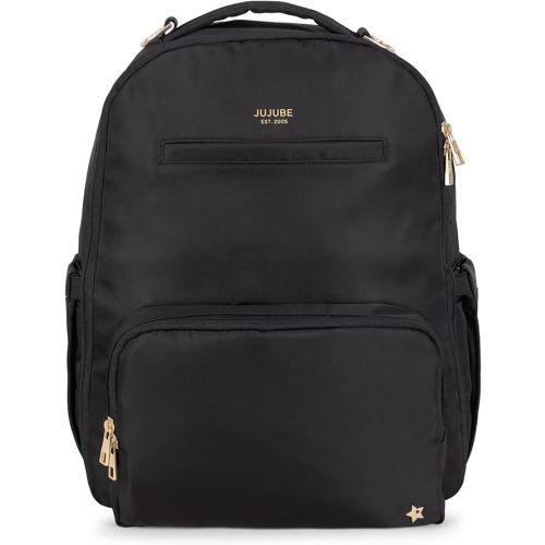 JuJuBe New Classic Diaper Bag Backpack with Portable Changing Pad, Stroller Straps, Large Travel Backpack for Boy or Girl, Carrying Baby Bottles, Wipes, Diapers, Pacifiers, Black, Mothers Day GIft