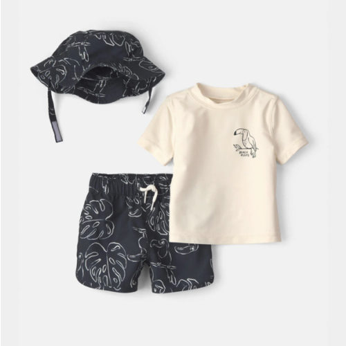Baby Boy 3-Piece Toucan Rashguard Swimsuit Set - Black/Ivory | Carter's
